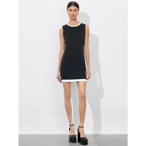 ALICE + OLIVIA Wynell Mini Dress In Black/off White WOMENS SIZE 10 NEW - Picture 1 of 9